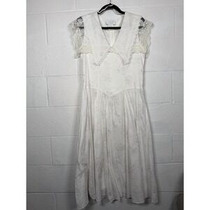 Gunne Sax Prairie Lace Collar Dress Cottagecore Romantic Vintage Style Sz 11